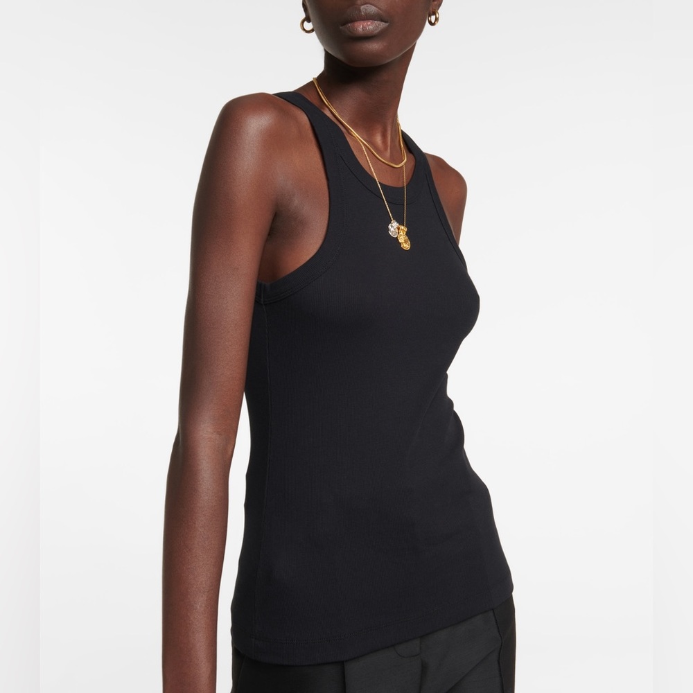 Toteme Cotton-blend jersey tank top in black - Picture 4 of 6